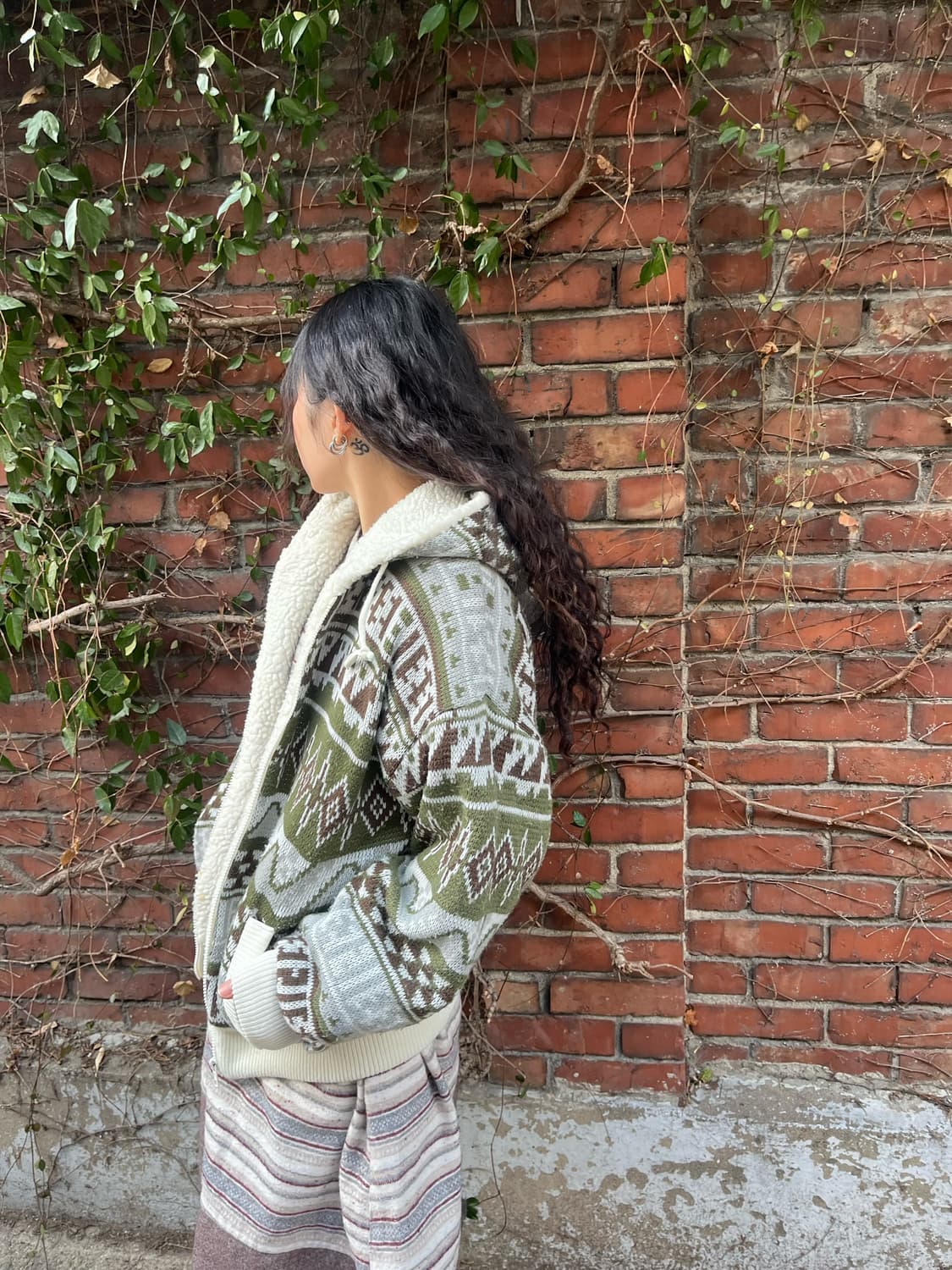 초코 나무 양털 후드 집업 아우터 상품이미지5