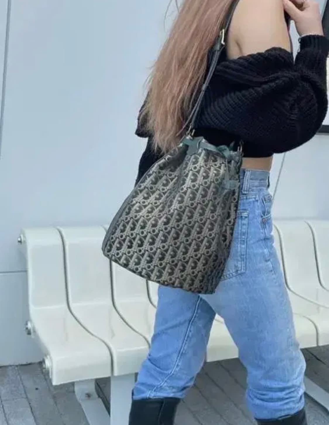 (빈티지) 디올 오블리크 카키 버킷뱃 상품이미지1