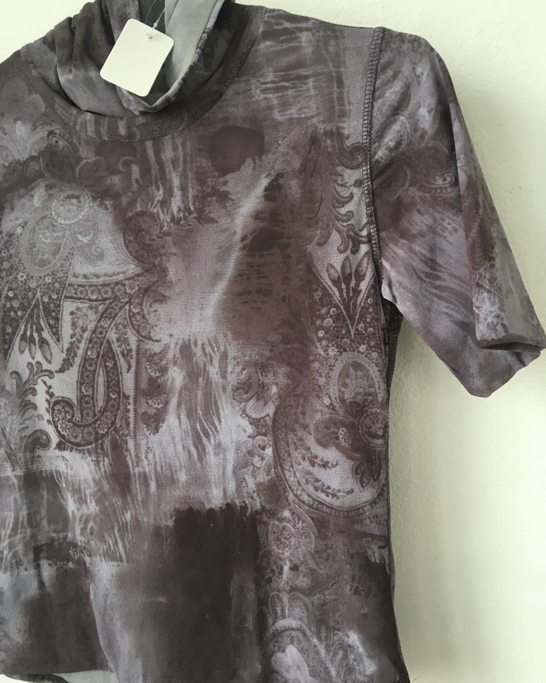 High neck printing mesh top 상품이미지3