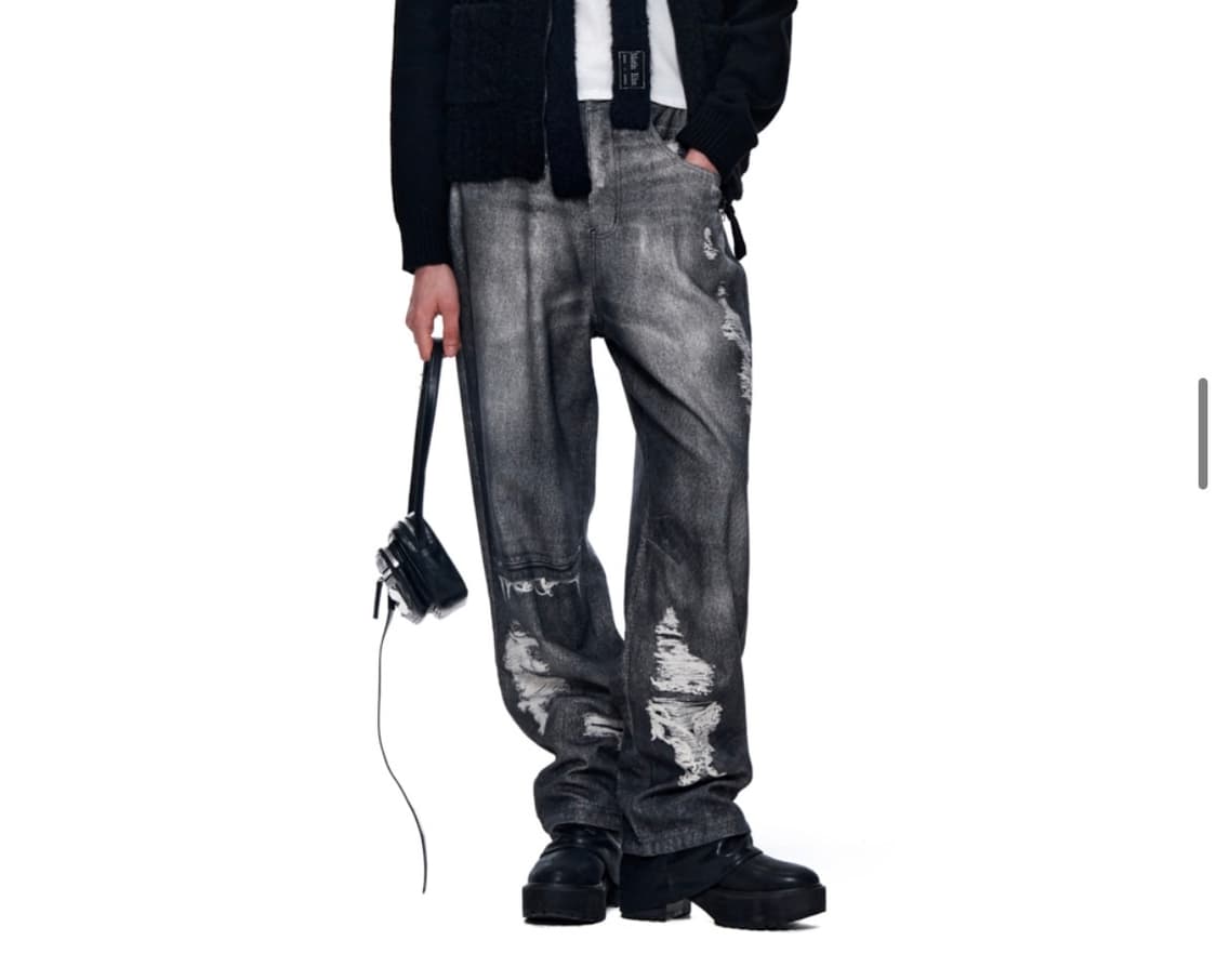 마뗑킴 빈티지 그래픽 프린티드 데님팬츠 상품이미지4