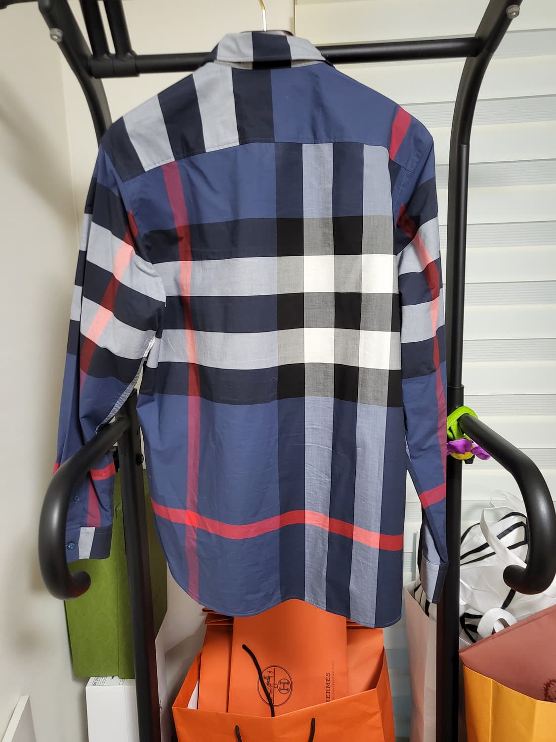 버버리 신형 체크 코튼 포플린 셔츠 L 상품이미지5