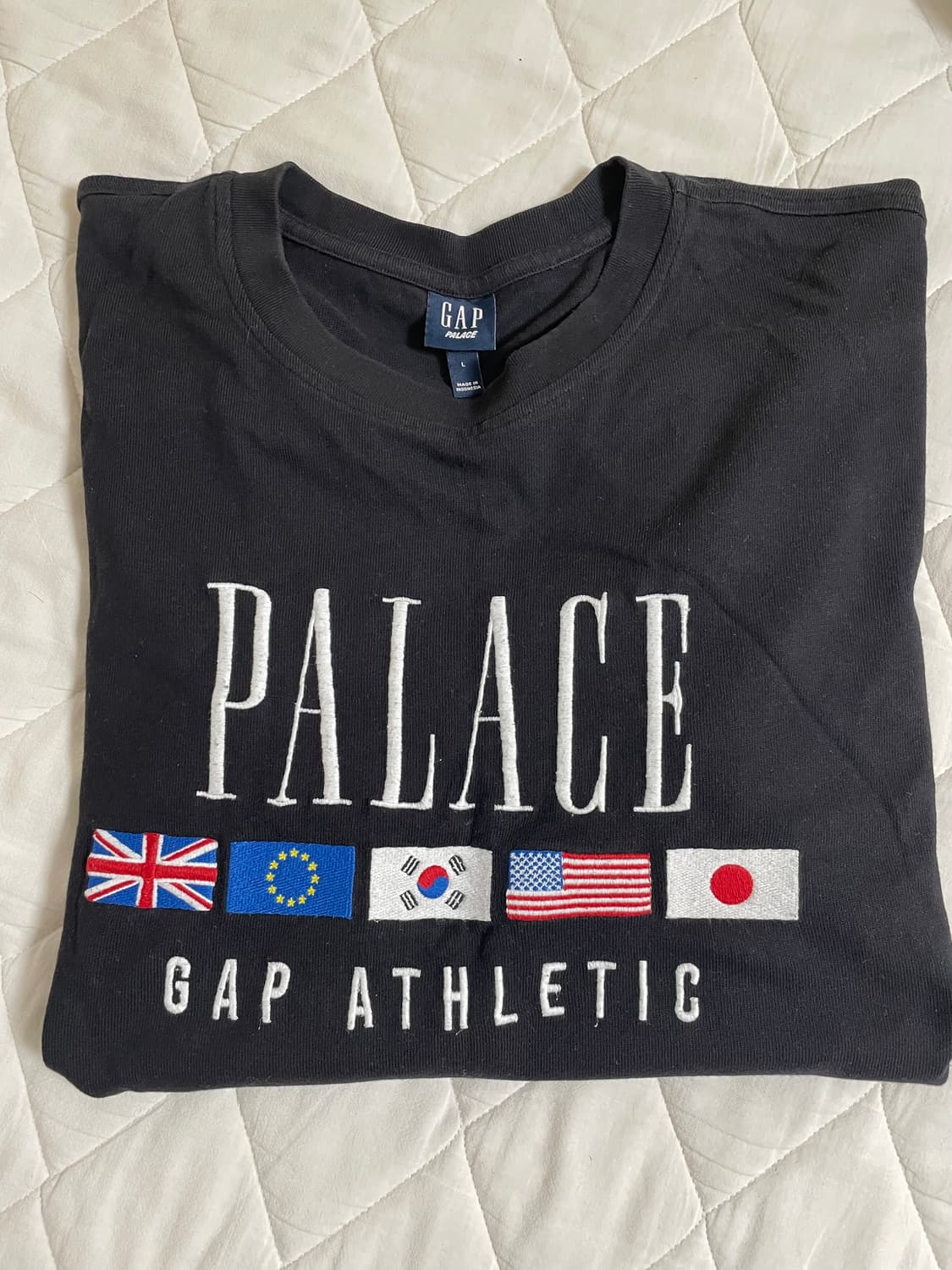 [L] GAP x 팔라스 만국기 반팔티 블랙 상품이미지1