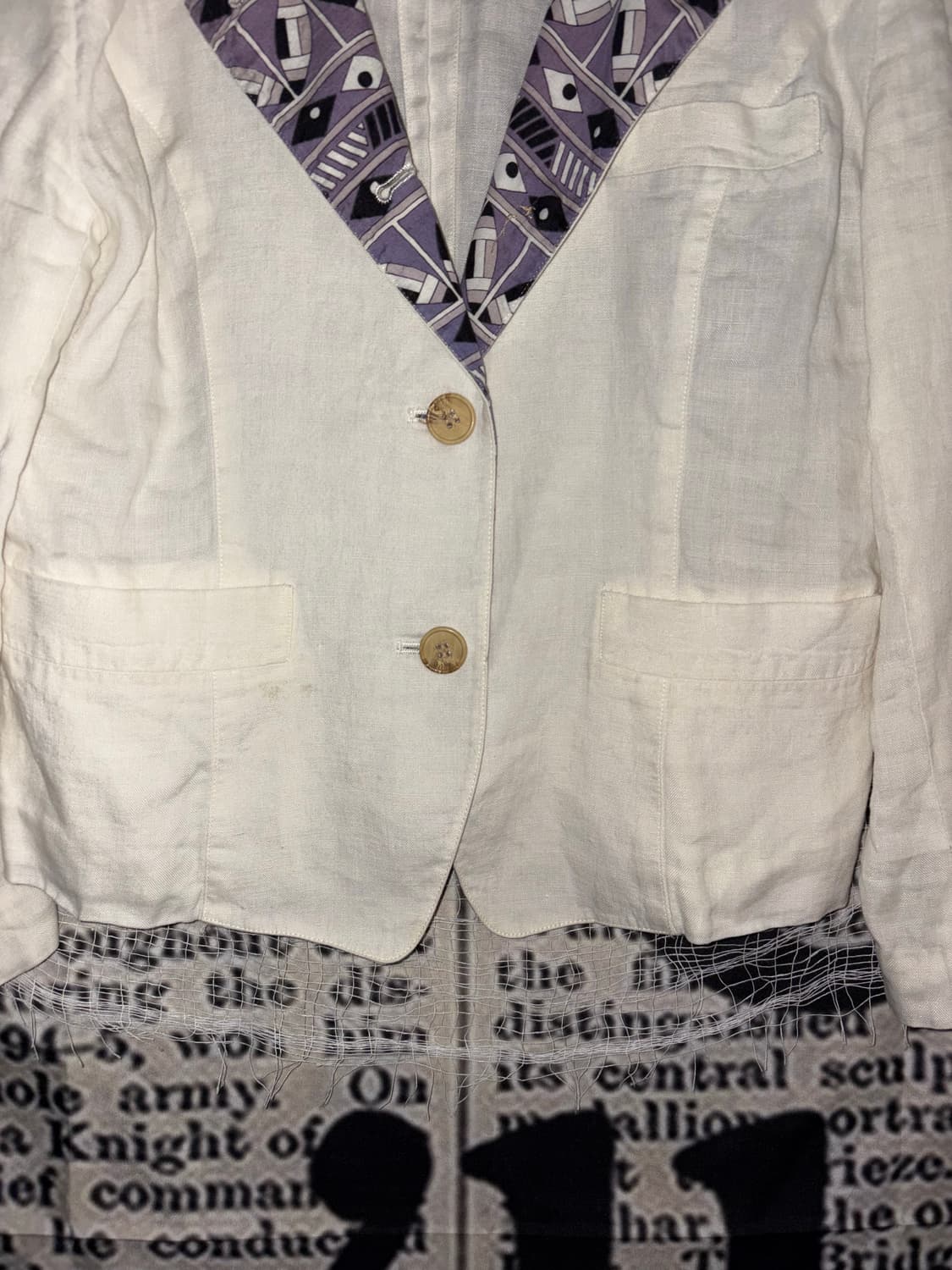 Padded Shoulder Linen Jacket 상품이미지3
