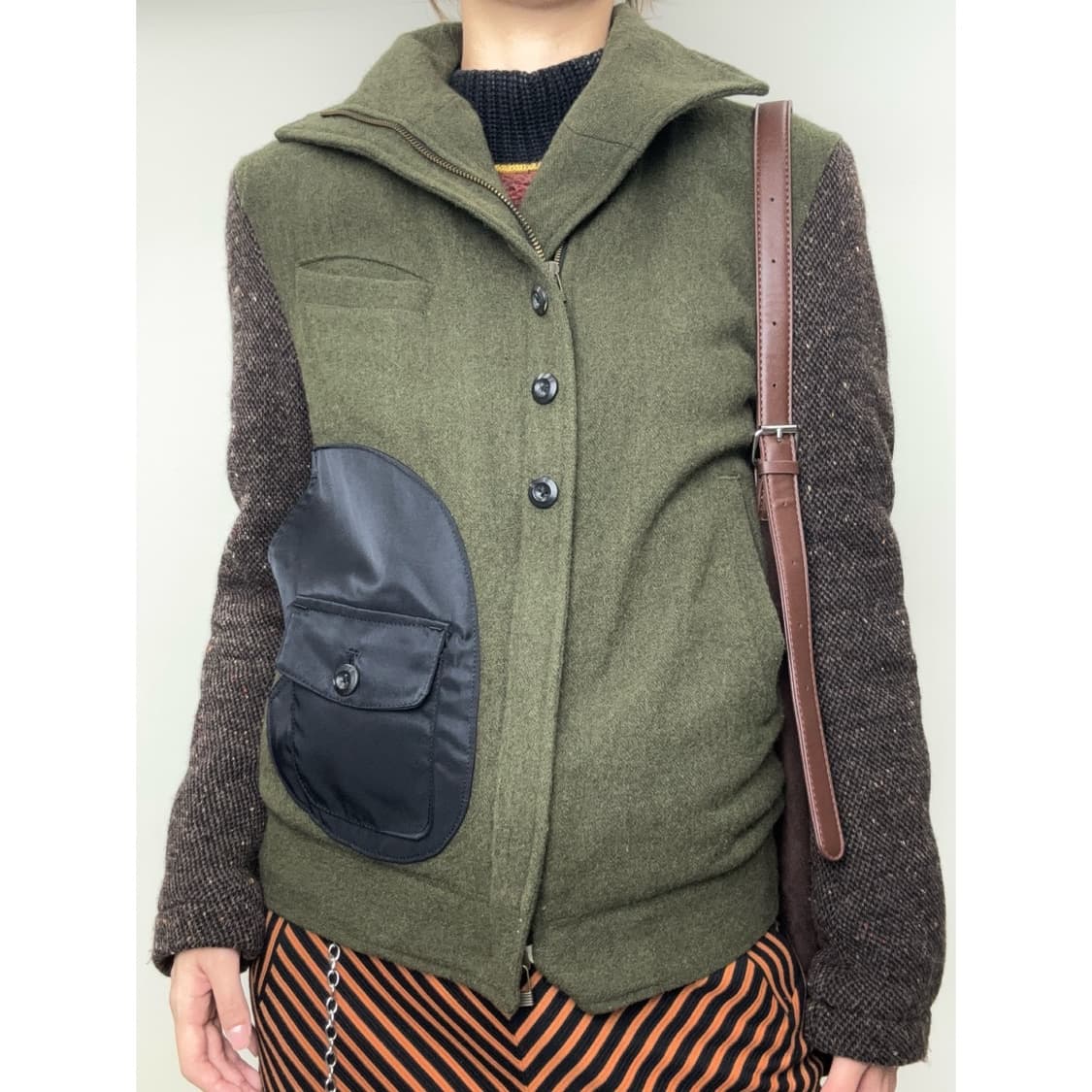 빈티지 카키 하이넥 울 자켓 상품이미지1