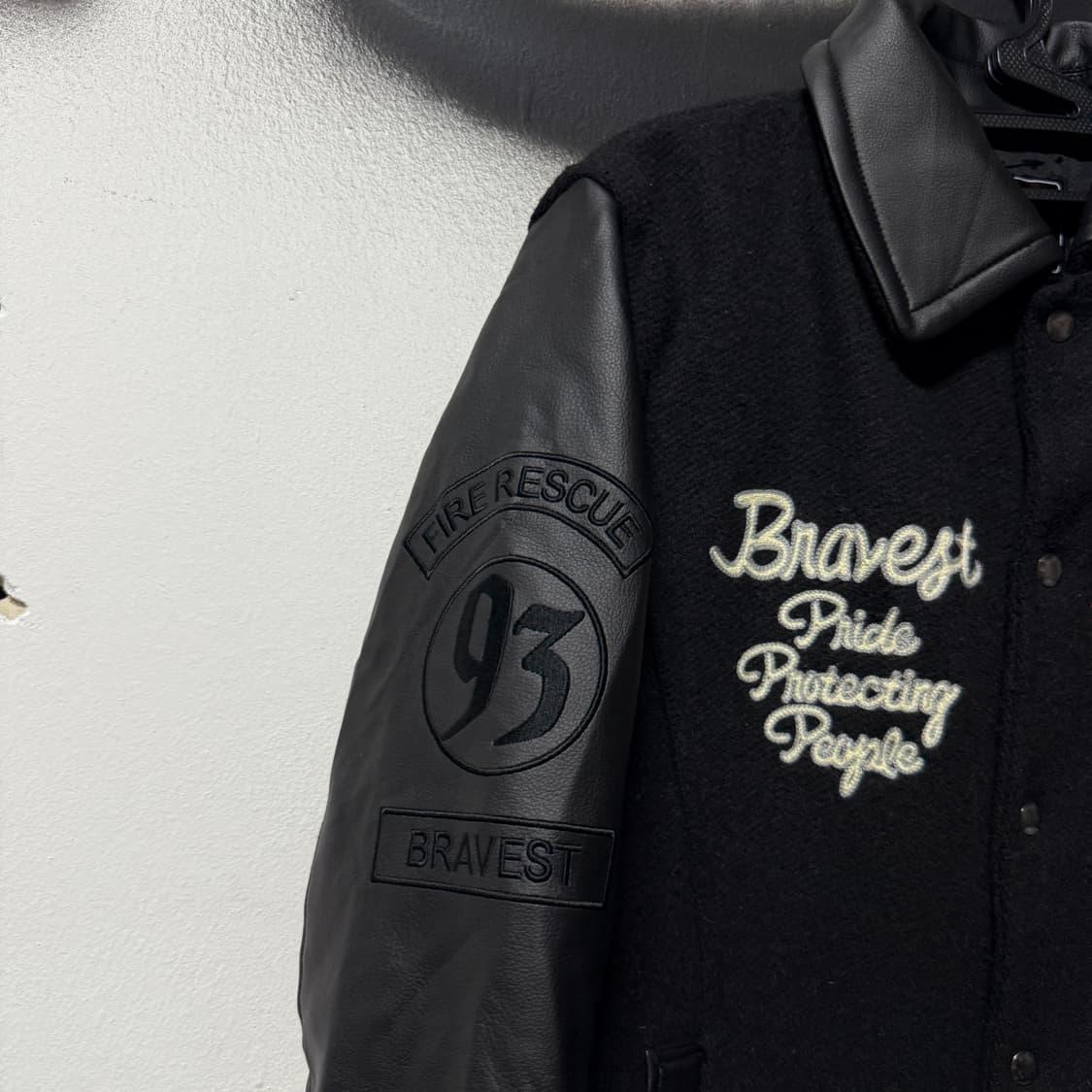 VTG 빈티지 울 혼방 멀티 디테일 레더 암 바시티 자켓 상품이미지4