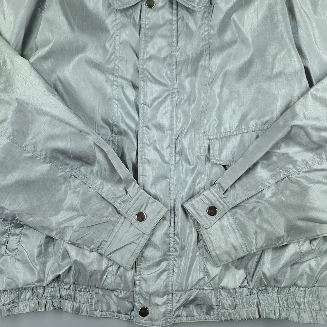빈티지 JP 실버 유광 메탈릭 히든지퍼 카라넥 스윙톱 캐주얼자켓 L 상품이미지5