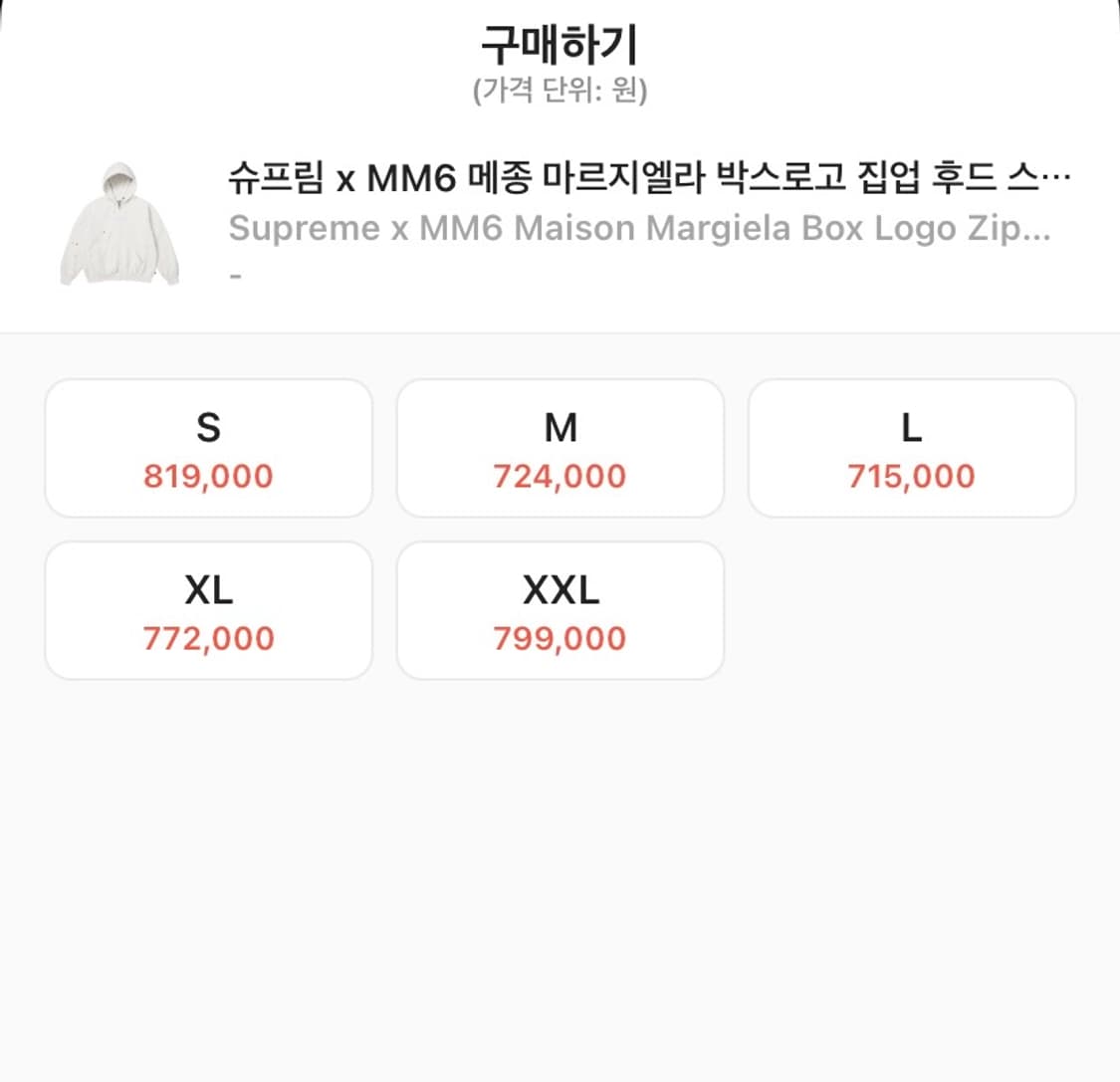 슈프림 X 마르지엘라 박스로고 후드집업 상품이미지2