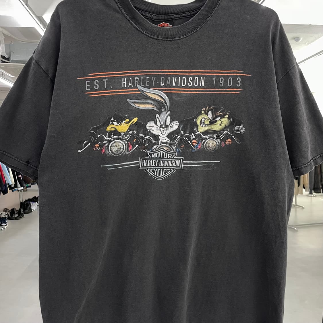 할리데이비슨 00s 루니툰즈 페이딩 빈티지 반팔 티셔츠 상품이미지4
