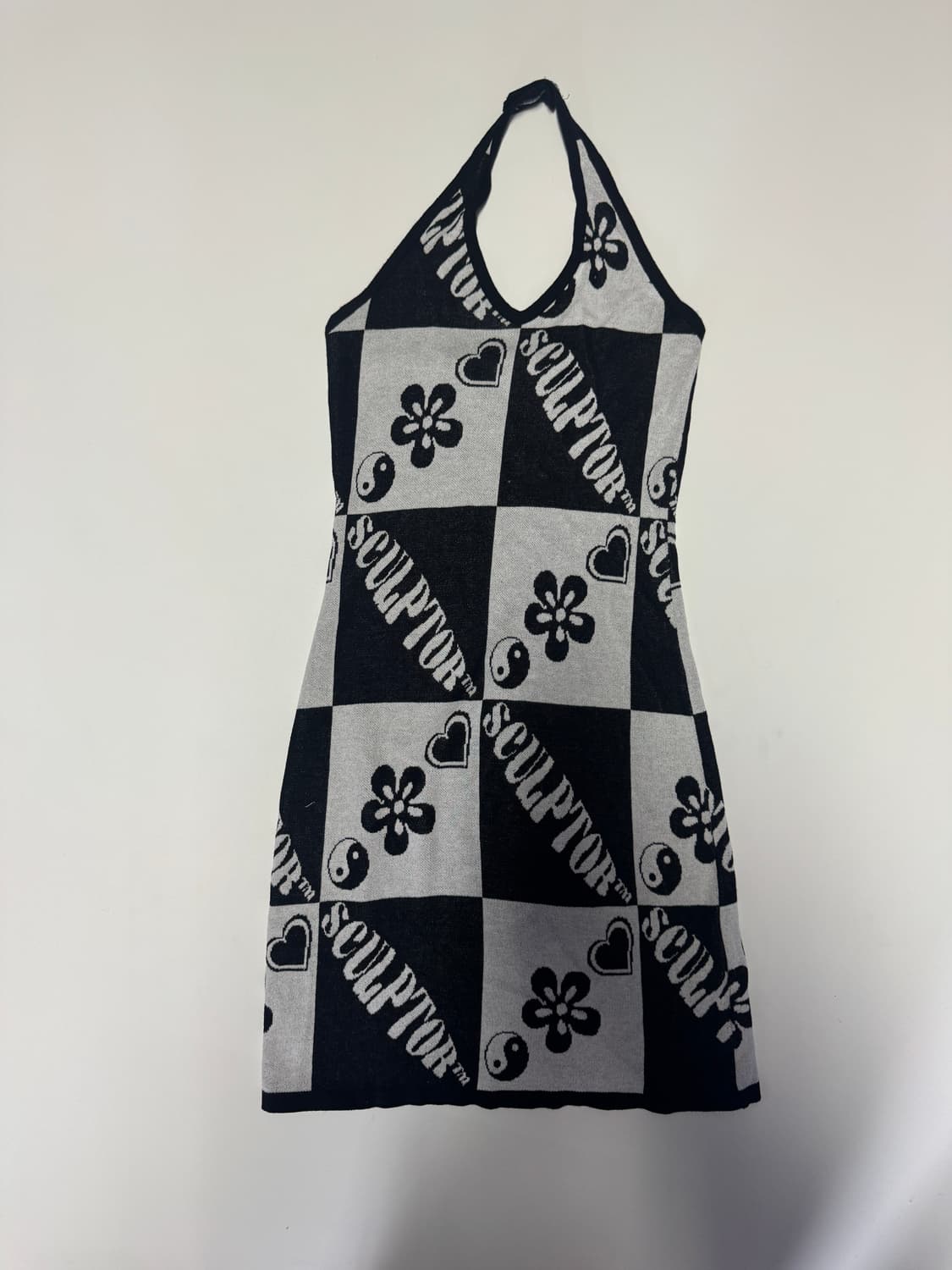 희귀!! 여성 스컬프터 빈티지 패턴 홀터넥 니트 원피스 F 상품이미지1