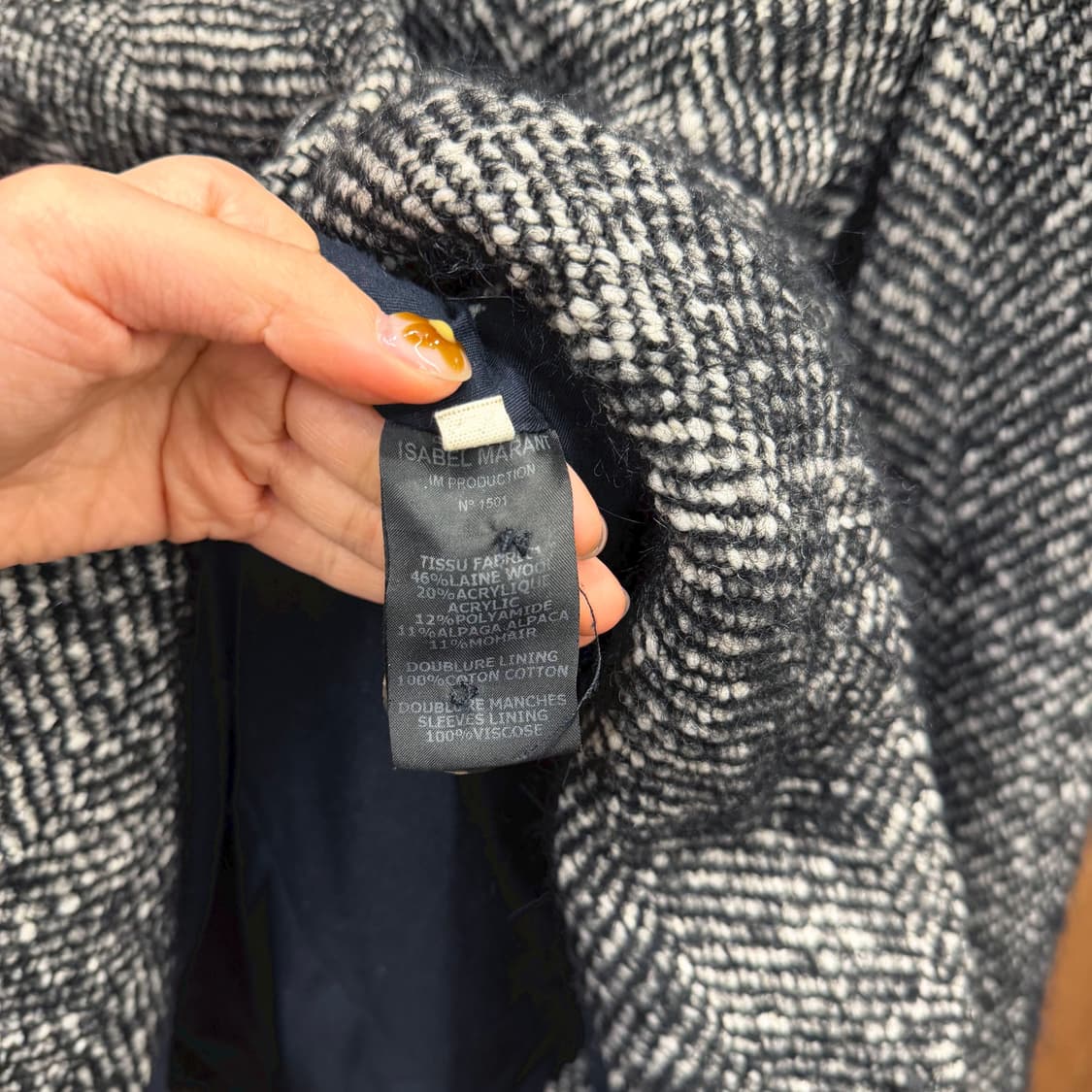 이자벨마랑 에뚜왈 헤링본 싱글 자켓 노치드 카라 디테일 레귤러핏 블랙 상품이미지7