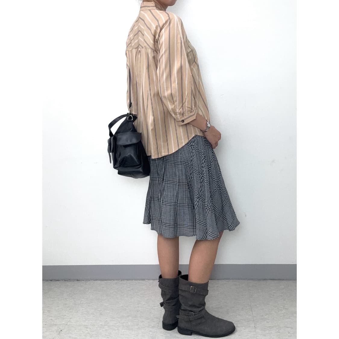 빈티지 베이지 반팔 블라우스 상품이미지4