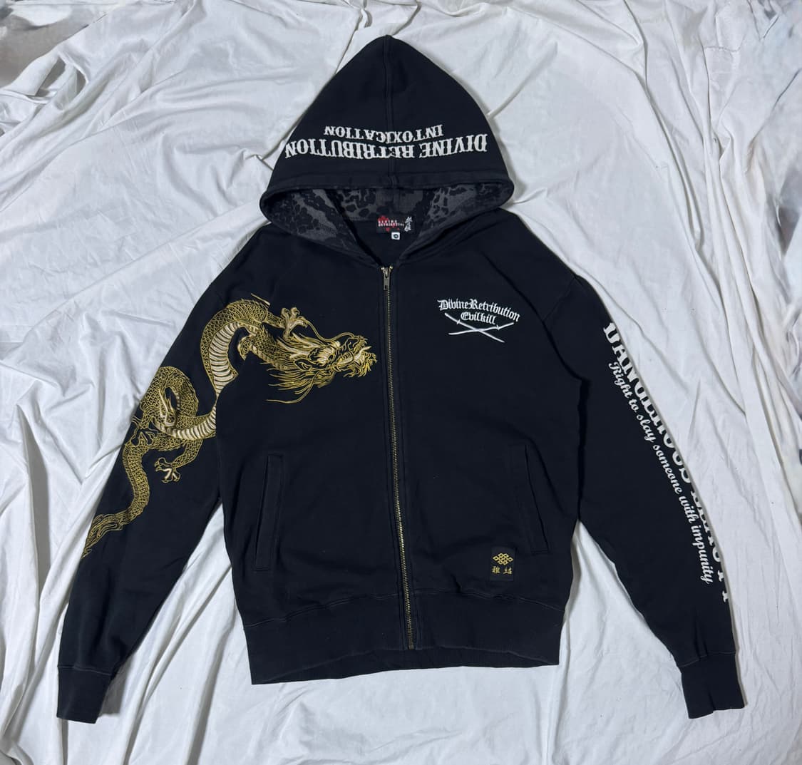 Divine retribution 프린트 후드집업 게이샤 용 에드하디 상품이미지2