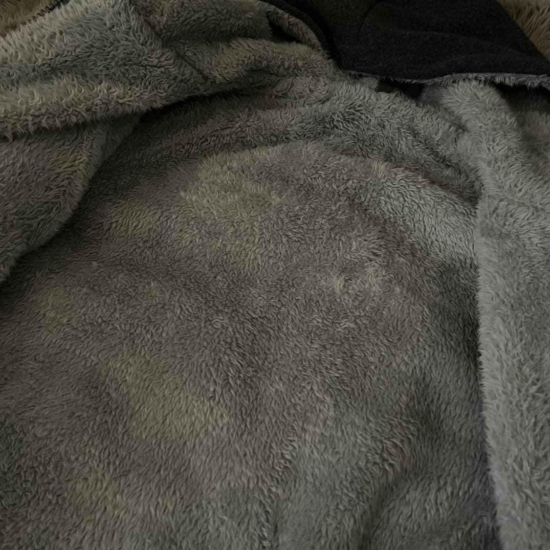 차콜 퍼 후드집업 아우터 상품이미지2