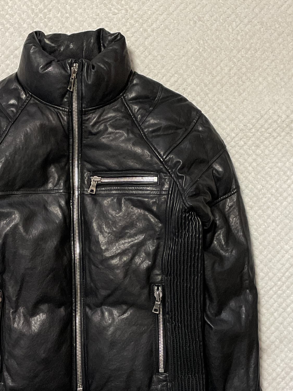 광희시장 웨스턴 무드 램스킨 양가죽 바이커 패딩 자켓 상품이미지4