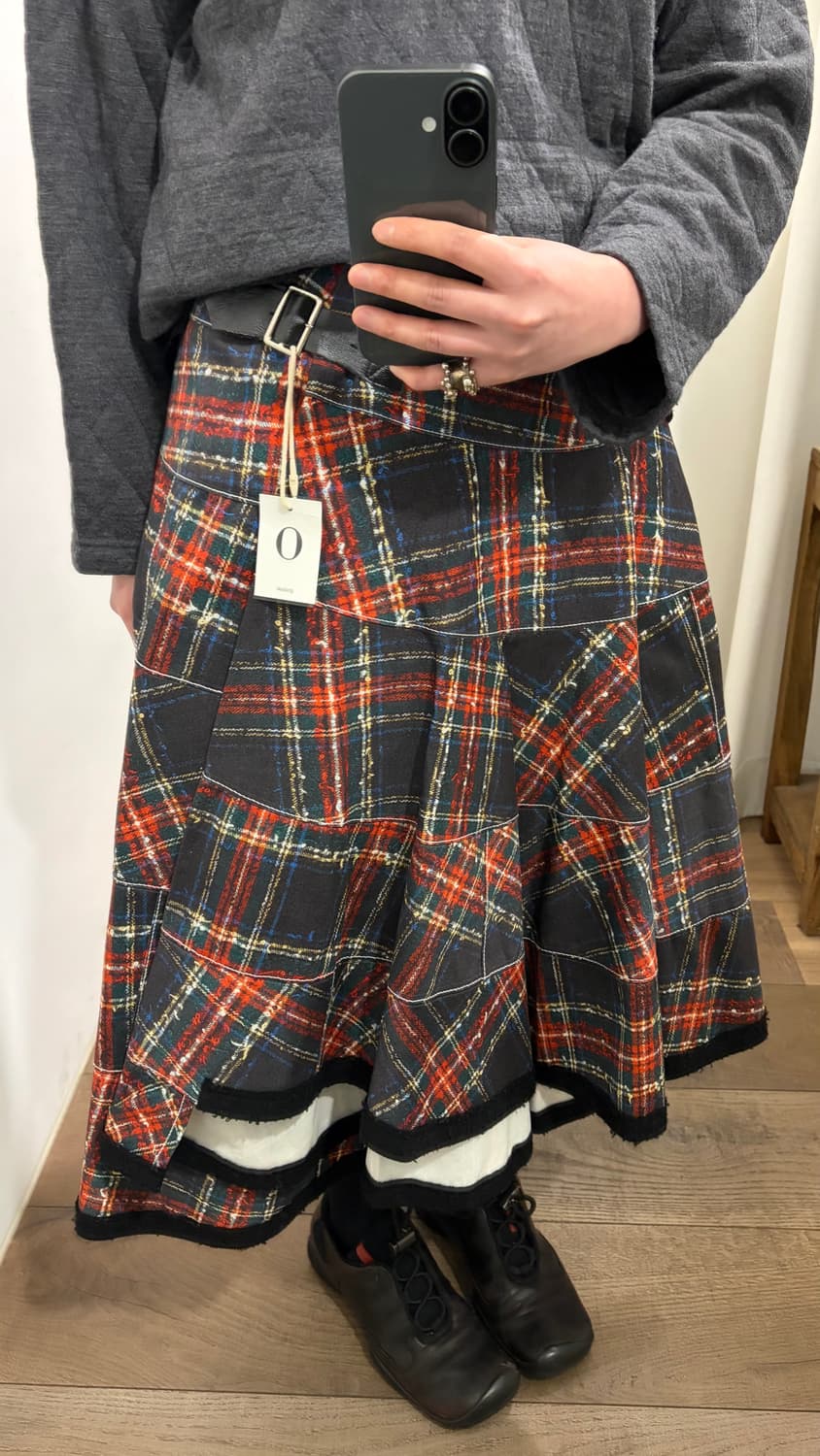 Check Printing Belt Wrap Skirt 상품이미지4