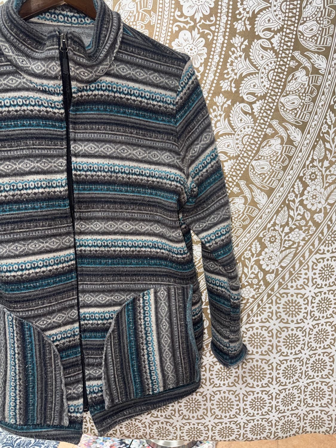 빈티지 에스닉 후리스 플리츠 자켓  상품이미지4