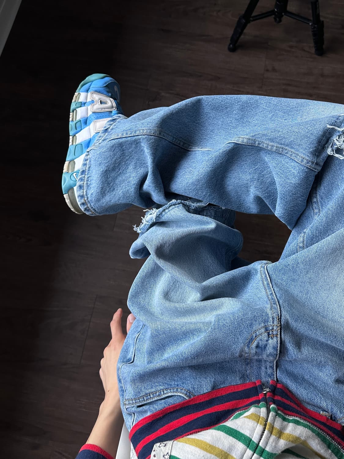 MOHHE 리프드 와이드 스트레이트 진 상품이미지4