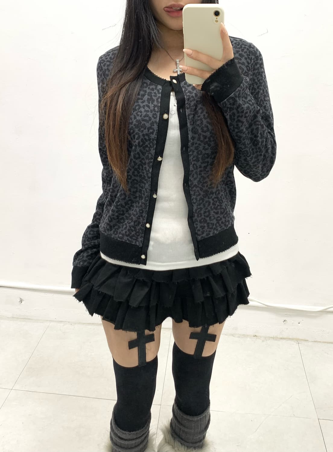 [MOI] 오네갸루 그레이 레오파드 호피 가디건 상품이미지4