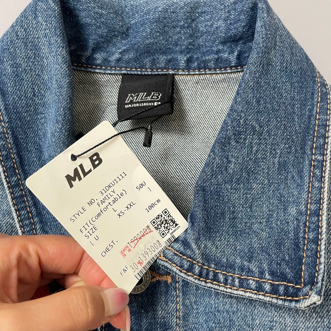[미사용] MLB 빅로고 포인트 데님 자켓 L 상품이미지4