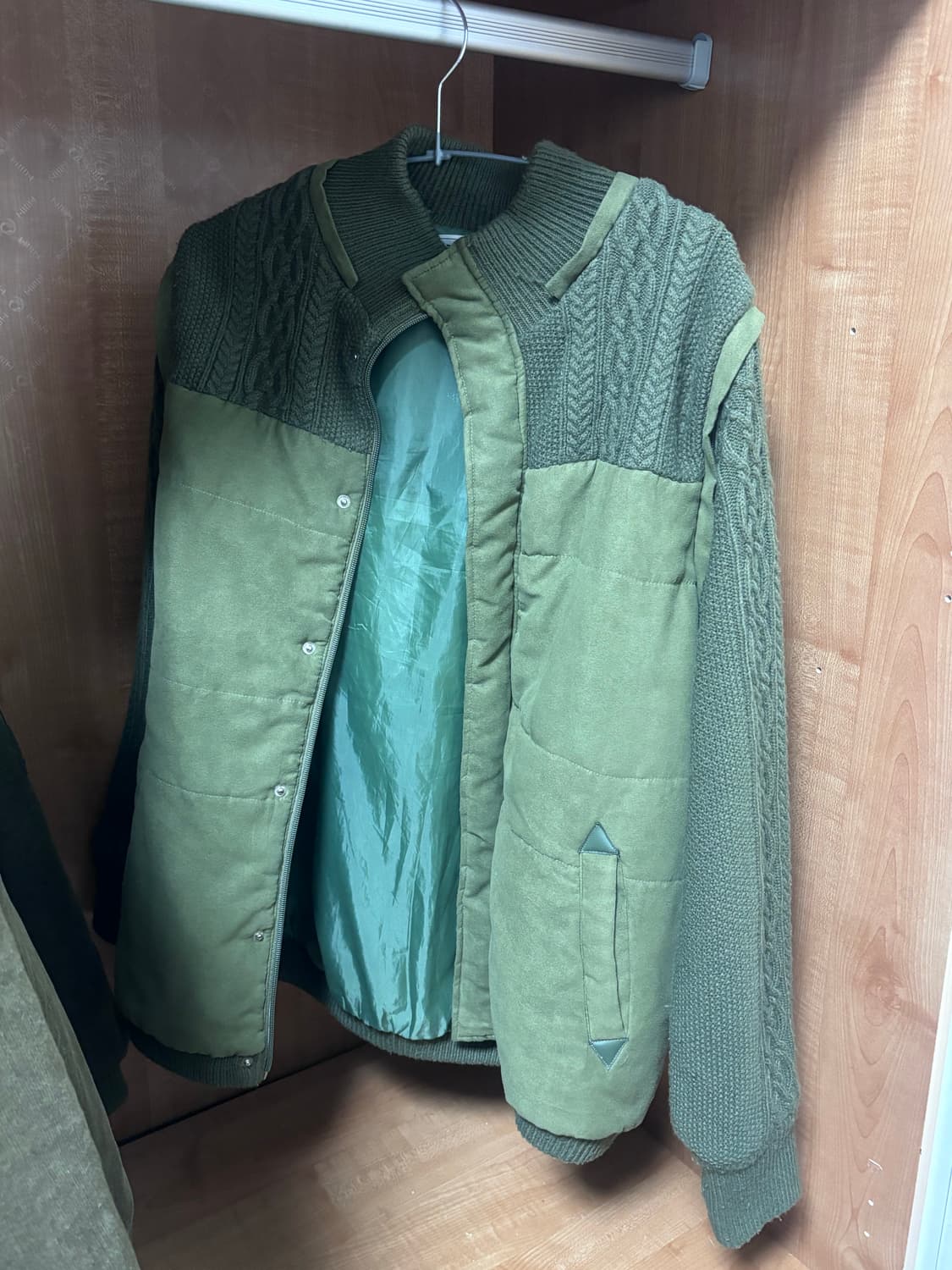 일본 빈티지 카키 니트 자켓 상품이미지2