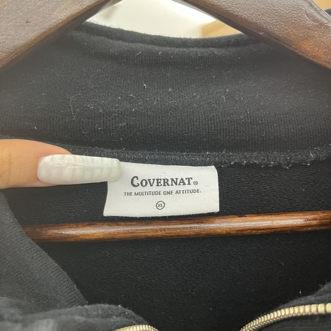 커버낫 캐주얼 빈티지 말차카키 반집업 맨투맨 XL C10745 상품이미지5