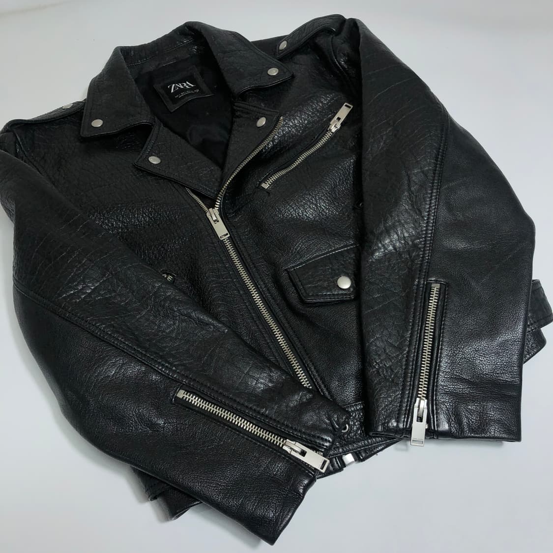 자라 버팔로 소가죽 라이더 자켓 L 상품이미지5