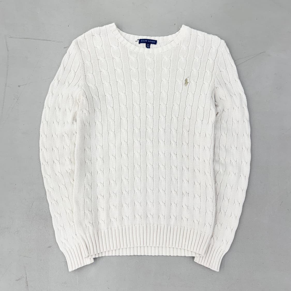 폴로 포니 꽈배기 니트 화이트 상품이미지2