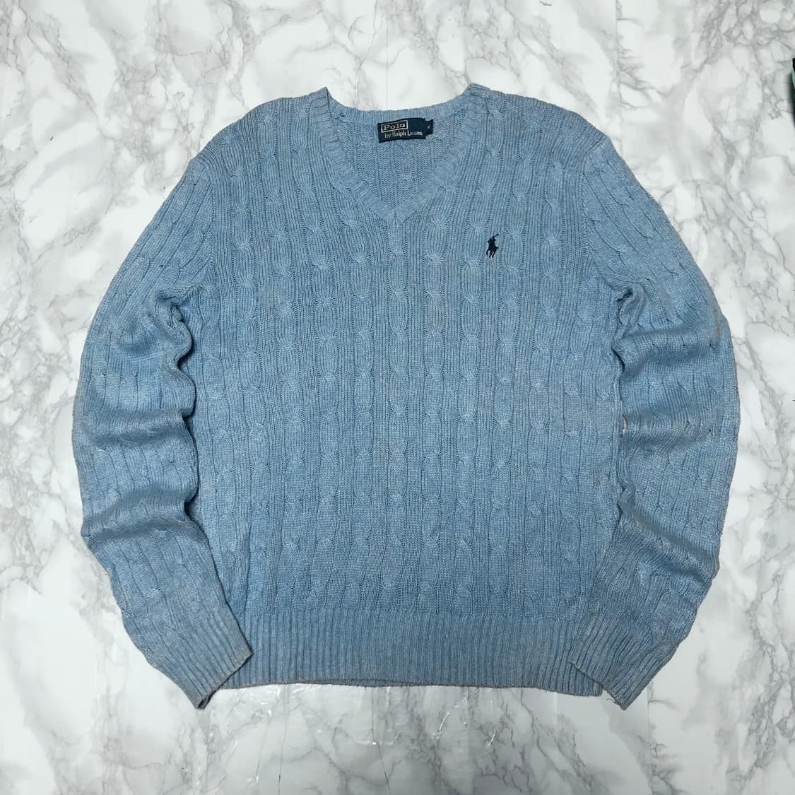 폴로 랄프로렌 꽈배기 니트 스카이블루 상품이미지1