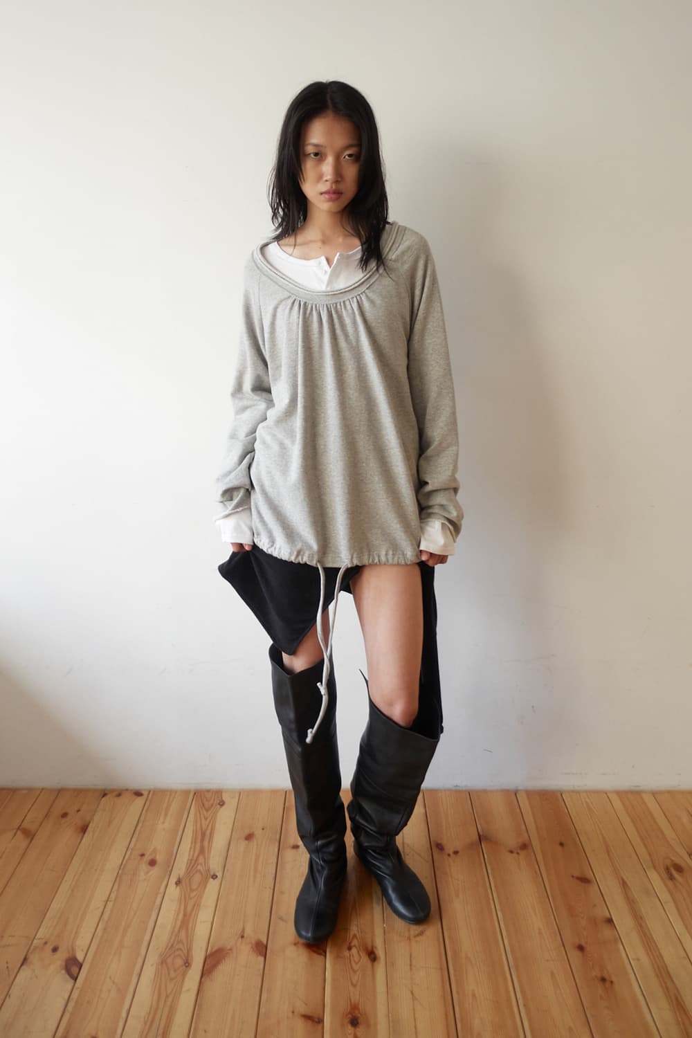 세릭 Round Hem String Top _ Gray 상품이미지5