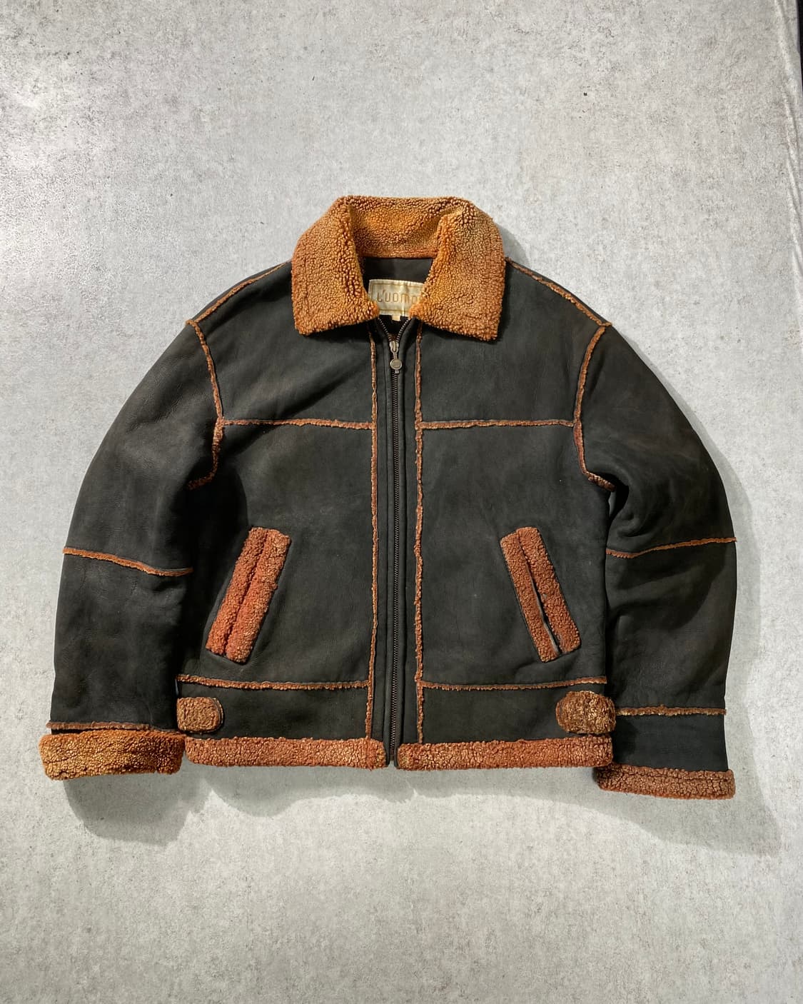 [XL] 90s L'UOMO 양가죽 시어링 무스탕 레더자켓 상품이미지1