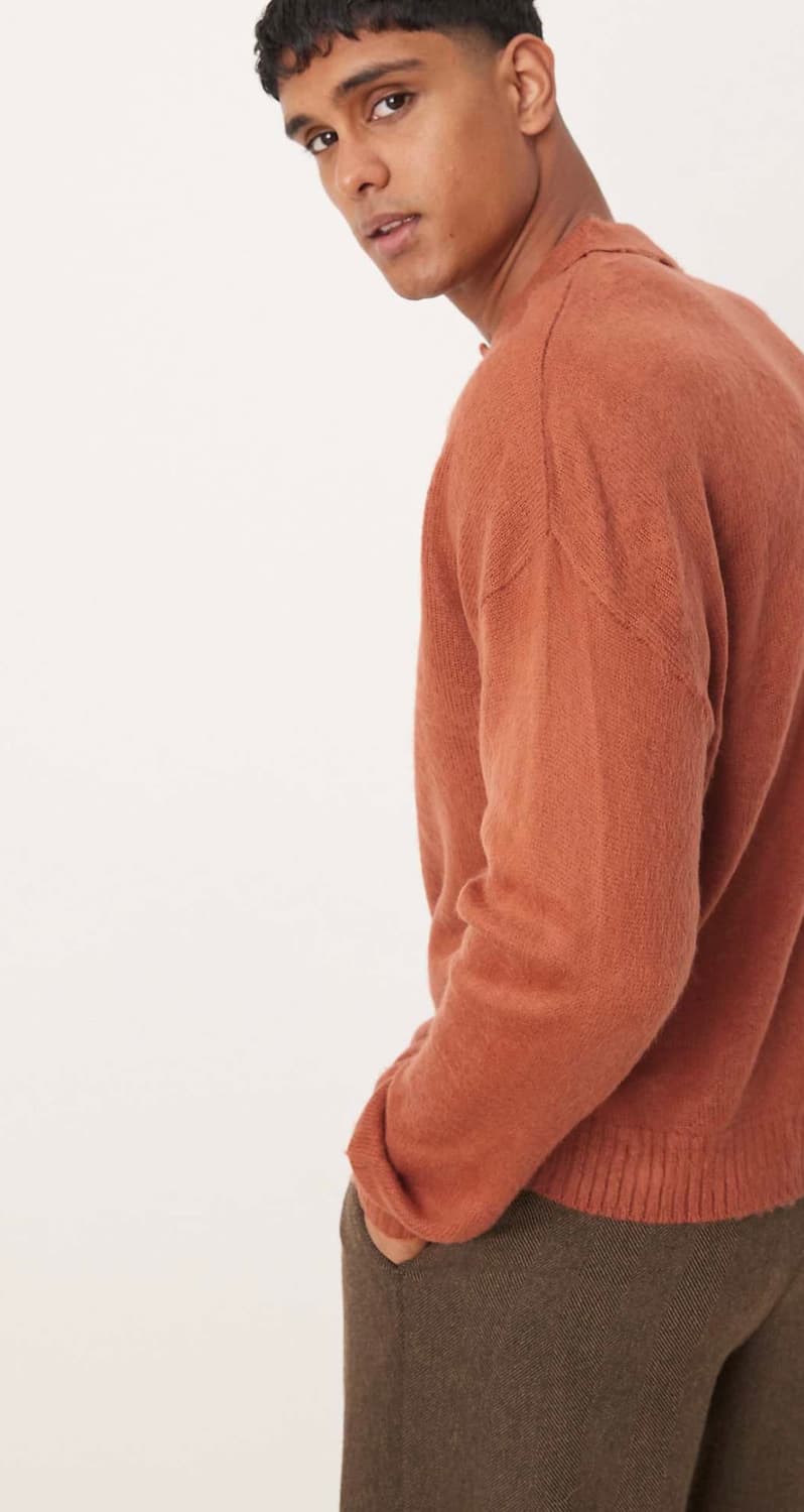 ASOS DESIGN 오버사이즈 니트 폴로 러스트 / M 상품이미지3