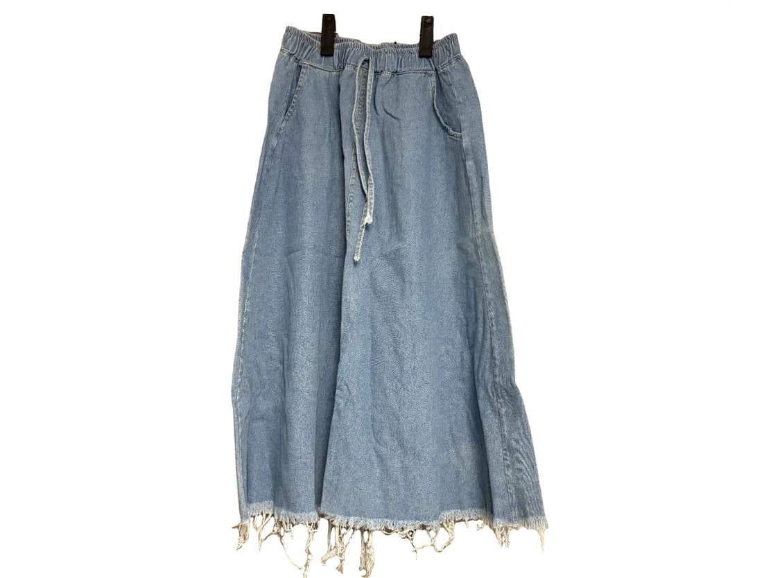청 데님 롱 스커트 컷팅 밑단 상품이미지1