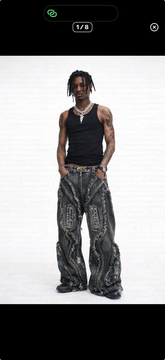 PERSONSOUL ALIENS DIRTY RIPPED 데님 배기진 상품이미지1