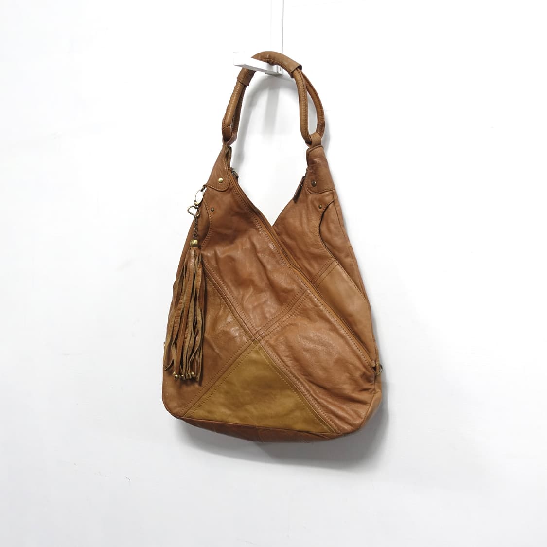 빈티지 태슬 디테일 브라운 레더 오리가미백 상품이미지3