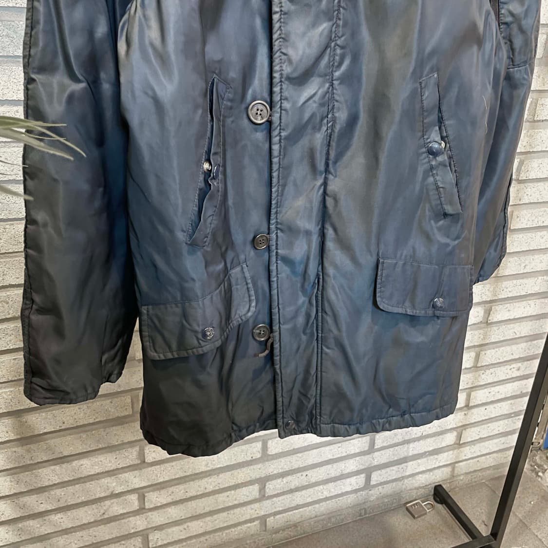 퍼후드 패딩 파카 자켓 멀티포켓 스트링 디테일 네이비 상품이미지5