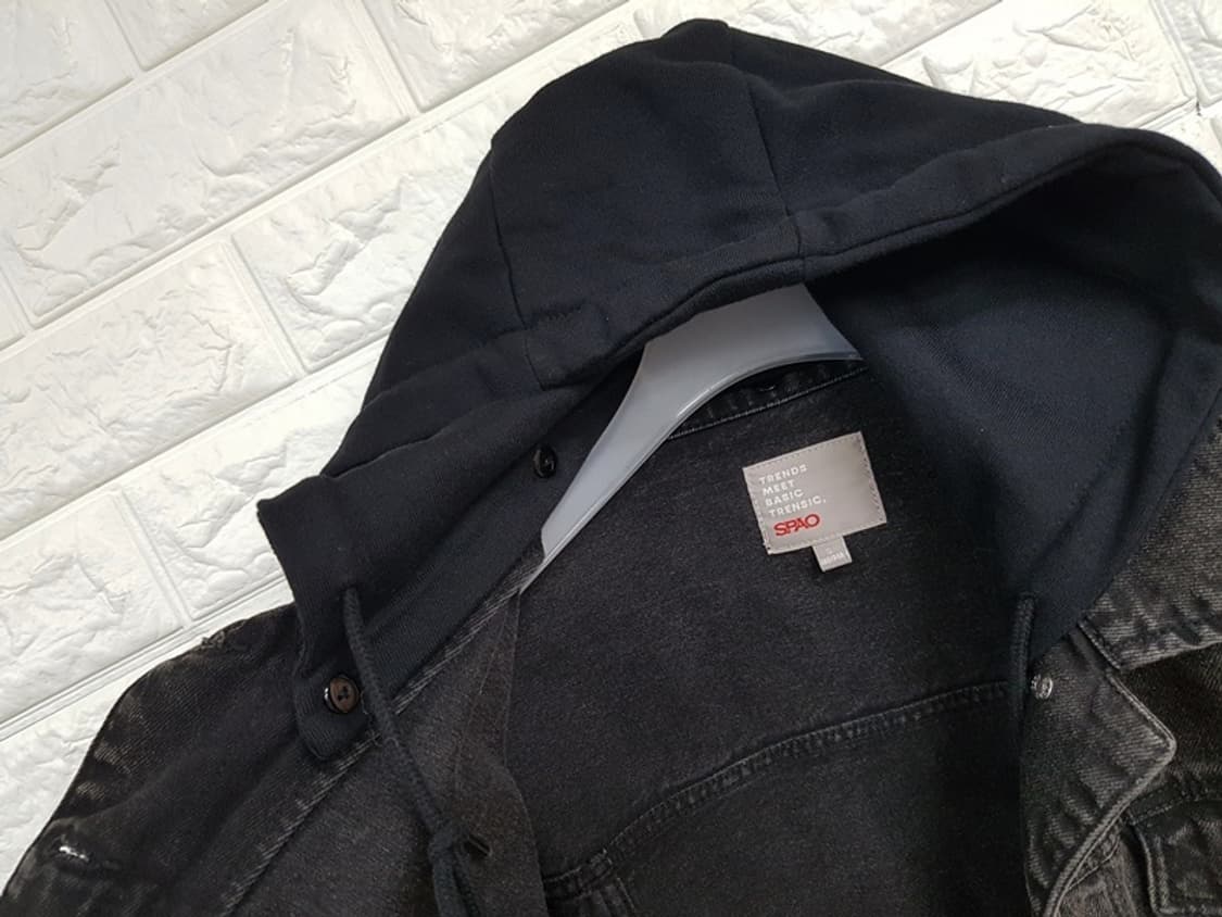 스파오 크롭 후드 데님 자켓 여성S (55-66)숏 오버핏 상품이미지4