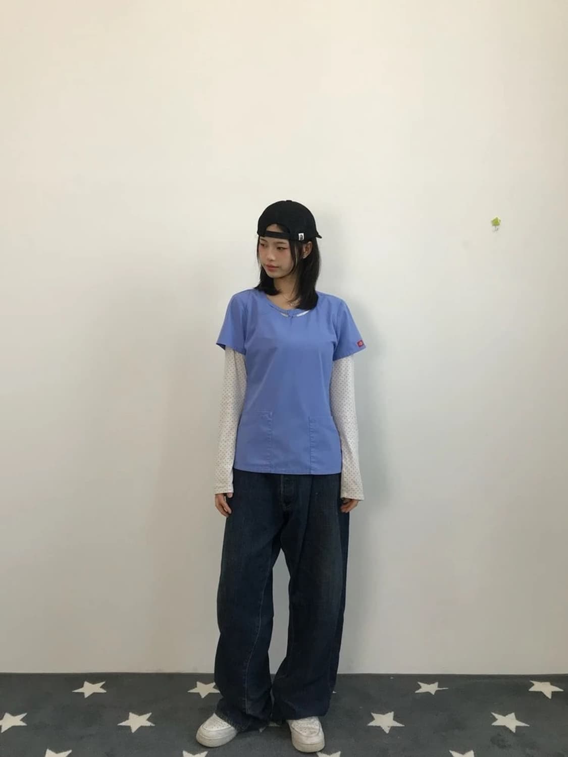 Dickies Blue Scrub Top Medical Shirt 상품이미지2