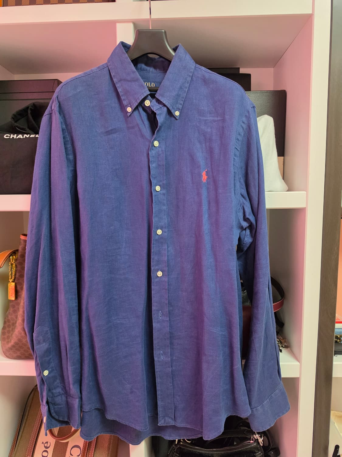 폴로 린넨셔츠 네이비 상품이미지2