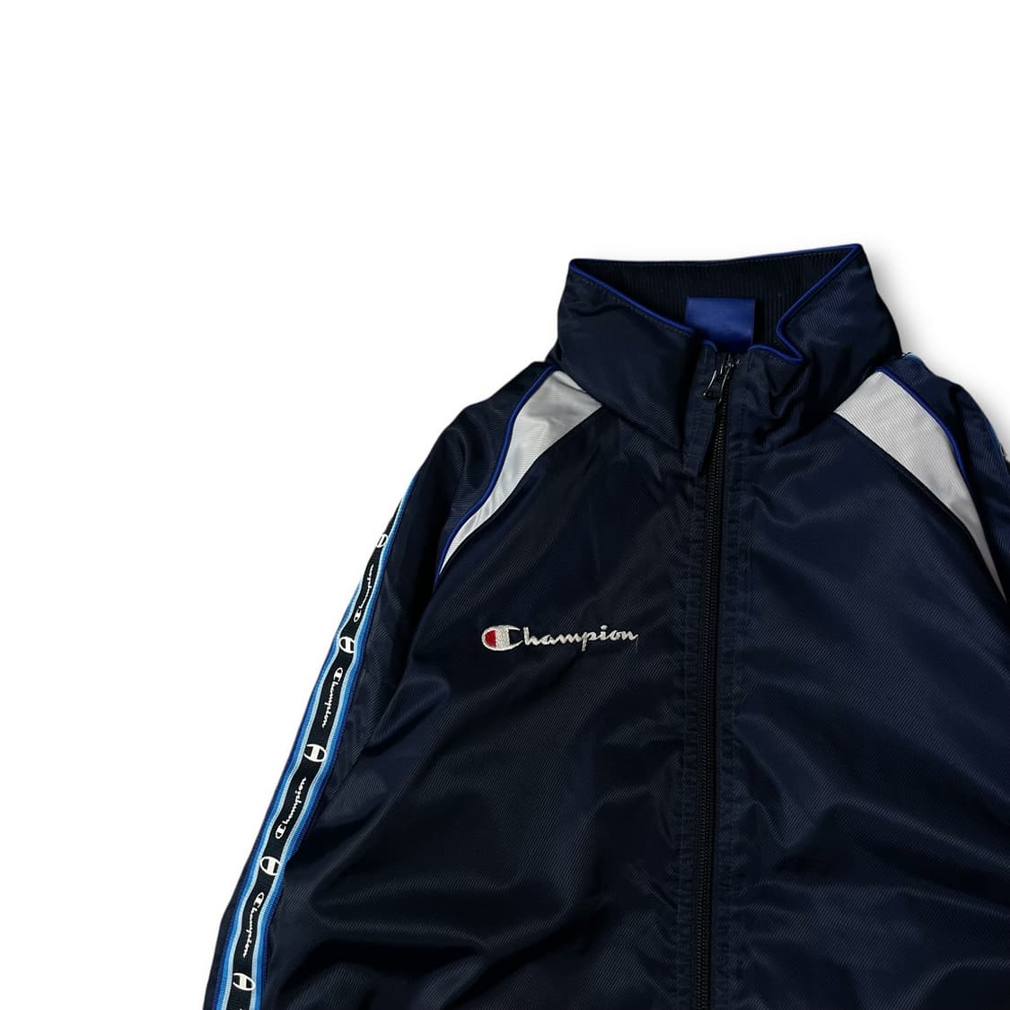 챔피온 키즈 네이비 로고 라인 트랙탑 져지 150 상품이미지2