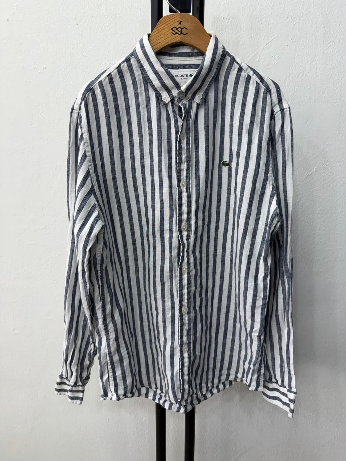정품) 라코스테 남성 린넨 스트라이프 셔츠 M 상품이미지1