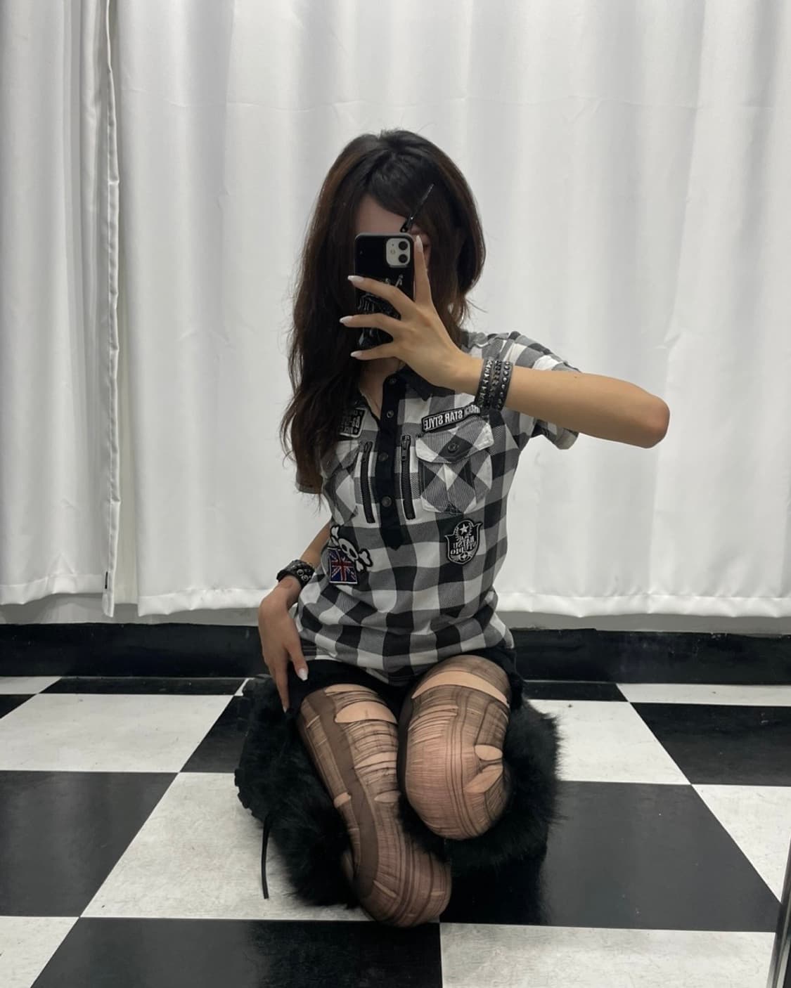 🎸체크 패턴 패치 디테일 카라 티셔츠🎸 상품이미지2