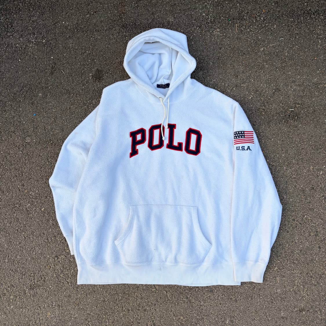 폴로 랄프로렌 성조기 뽀글이 후리스 후드티 XXL 상품이미지2