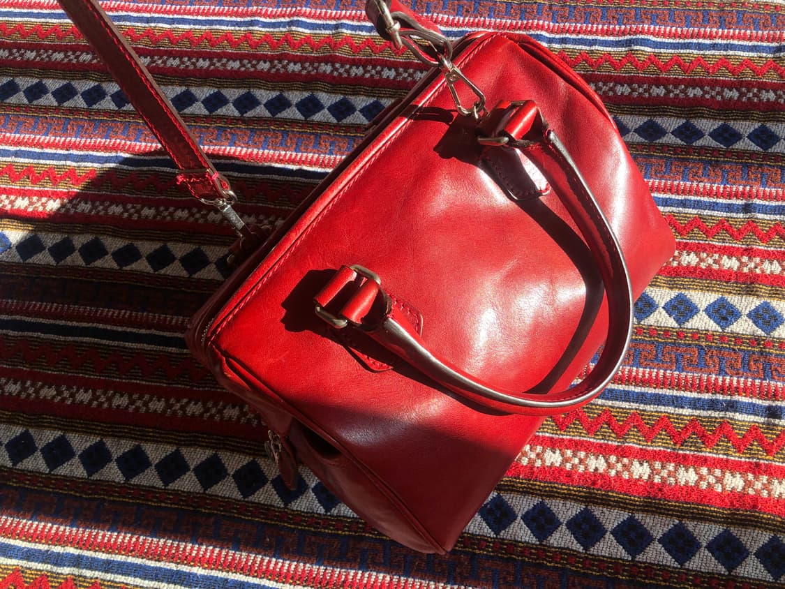 빈티지 이탈리아 레드 미니 보스턴백 상품이미지9