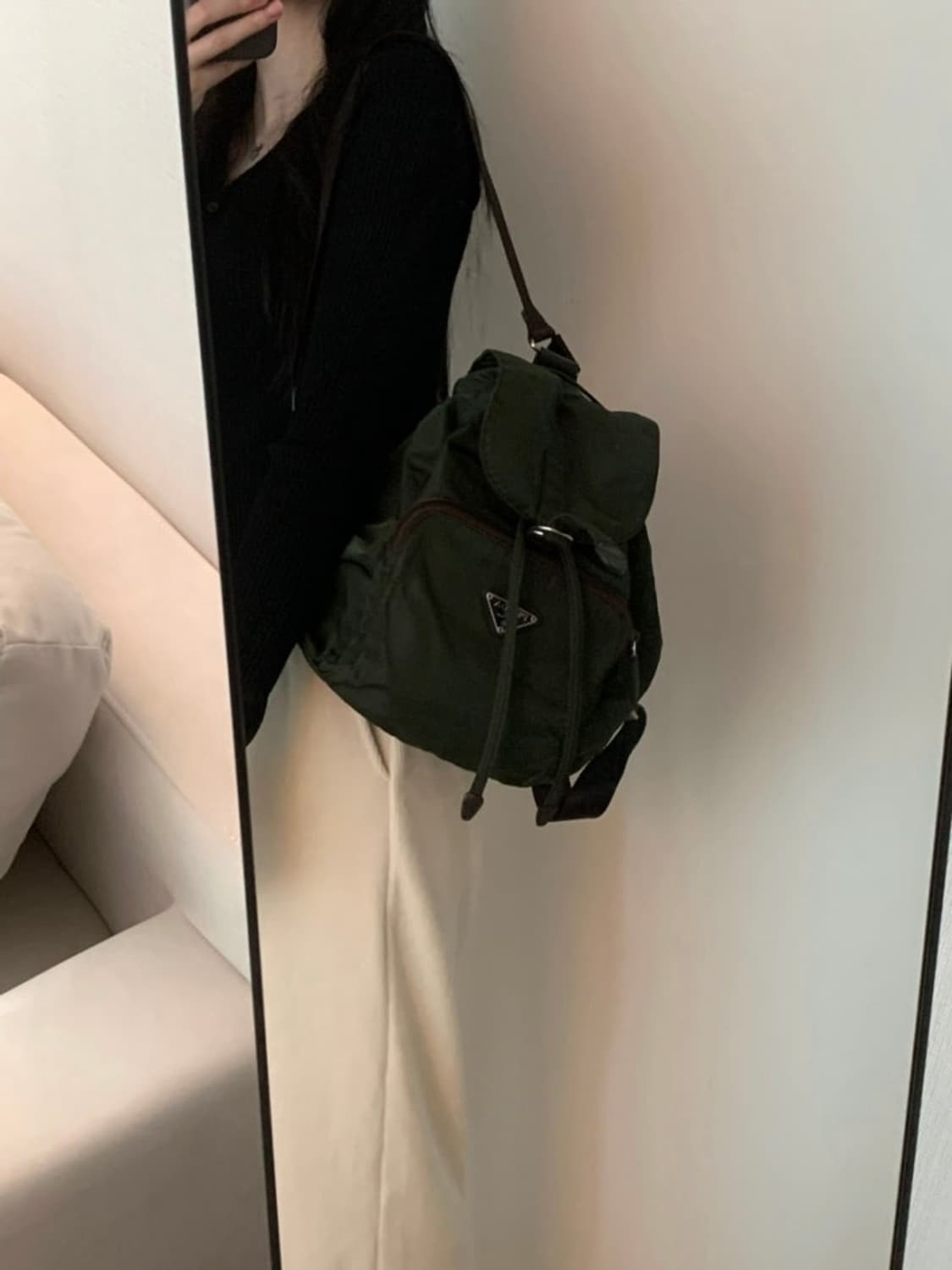 빈티지 프라다 포코노 백팩 카키 상품이미지3