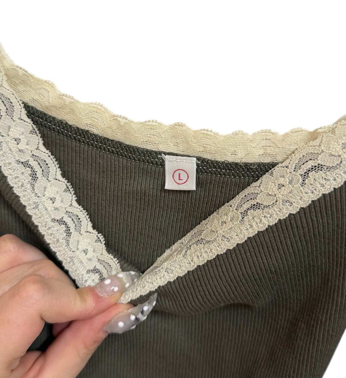 00s 유니클로 재팬 레이스 카키 슬리브리스 상품이미지2