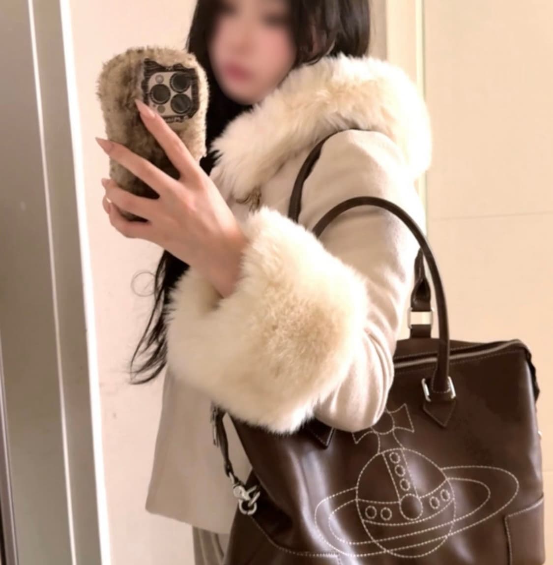 Cecil McBee 세실맥비 빈티지 화이트 퍼 숏코트 상품이미지1