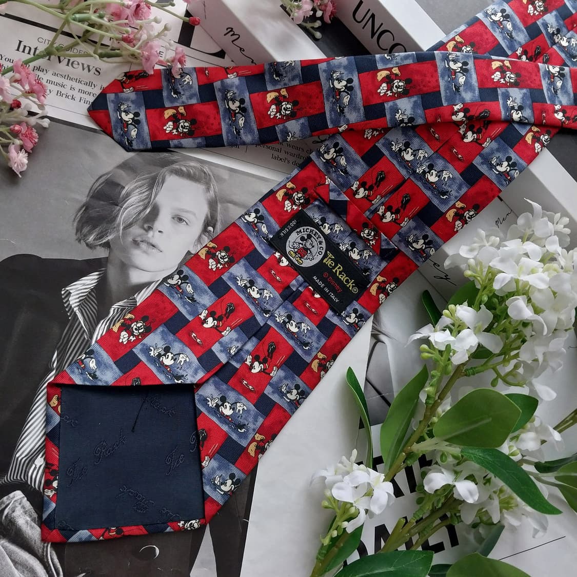 타이렉 미키마우스 패턴 넥타이 9.7cm S~A+등급 K2461 상품이미지5