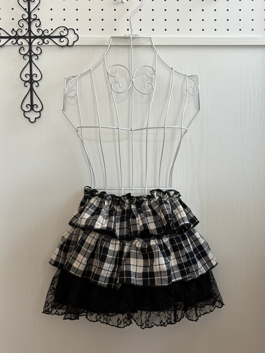  checkered lace cancan skirt  상품이미지3