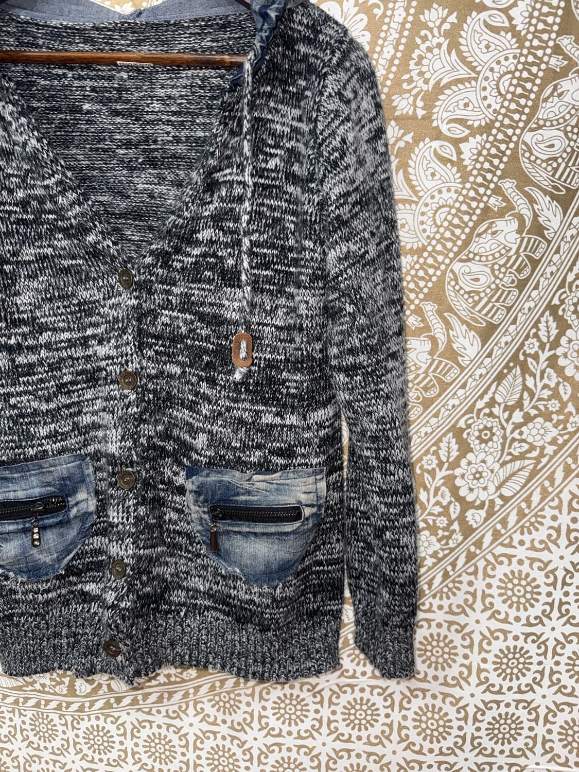 빈티지 데님 패치 후드 가디건 상품이미지4