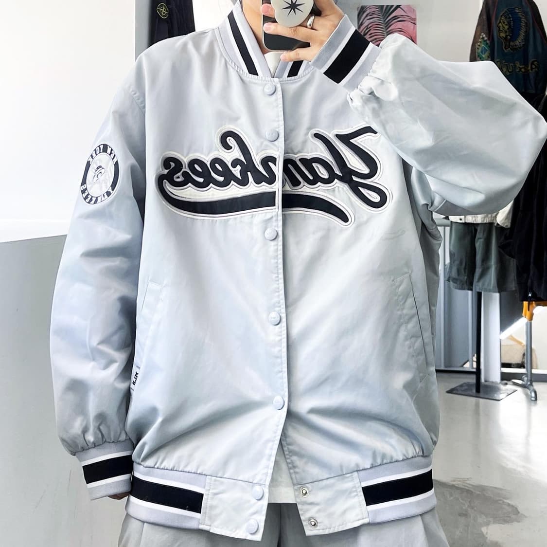 MLB 2001 뉴욕 양키즈 스펠아웃 나일론 바시티자켓 상품이미지1